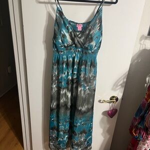 ❣️ 3X Blue and Gray Tie-Dye Maxi Dress